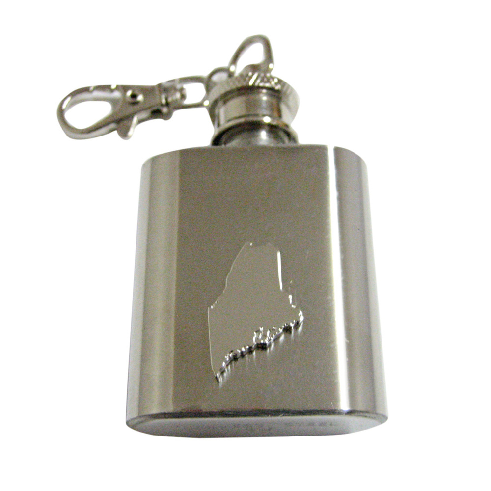 Maine State Map Shape 1oz Keychain Flask - image 1